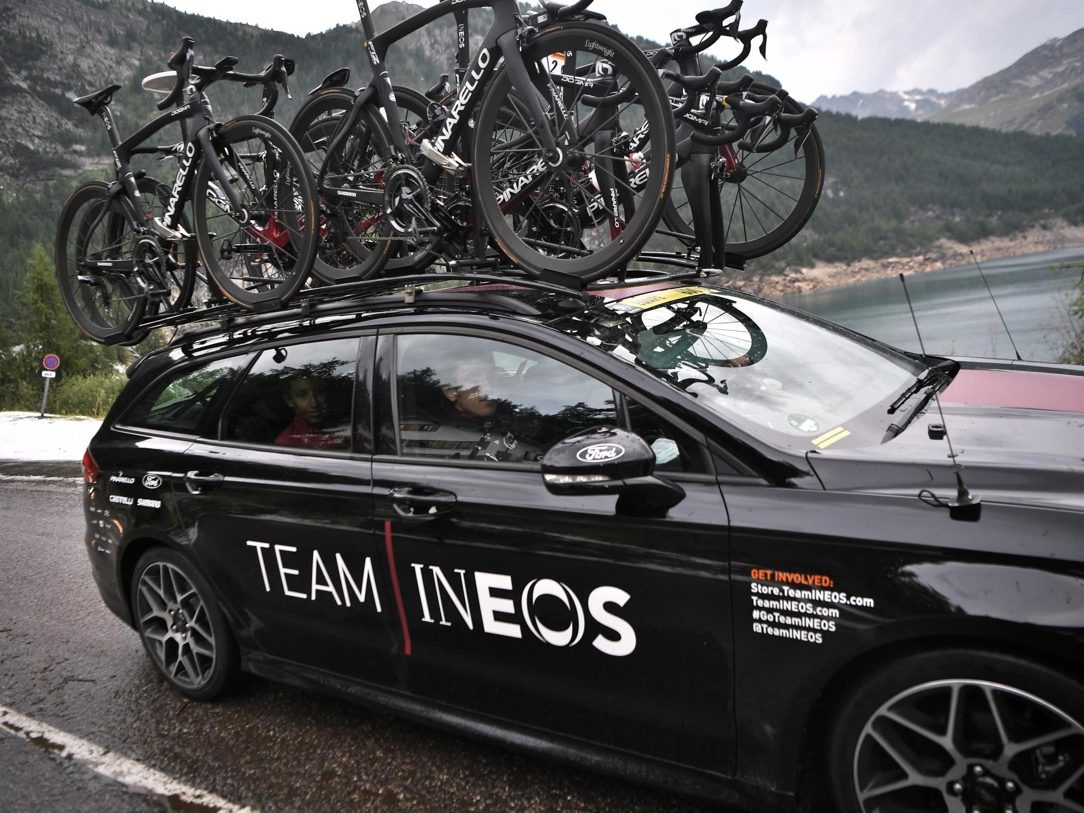 Team Ineos riders are helping deliver hand sanitiser to hospitals