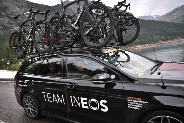 Team Ineos riders are helping deliver hand sanitiser to hospitals