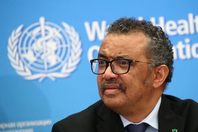 WHO director-general Tedros Adhanom Ghebreyesus attends a news conference on the coronavirus in Geneva, Switzerland in February