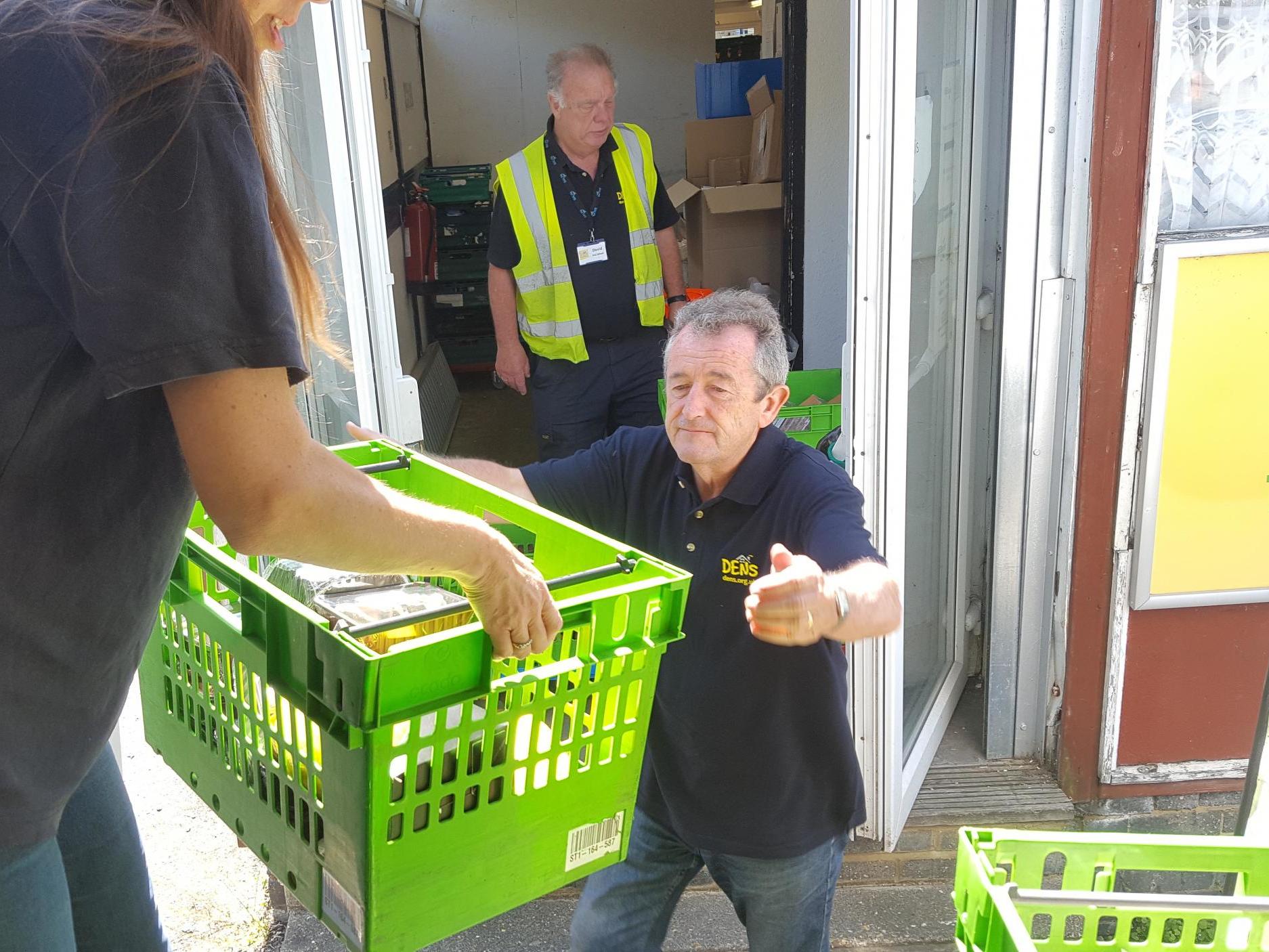 DENS Decorum Food Bank organising parcels for people in Hemel Hempstead