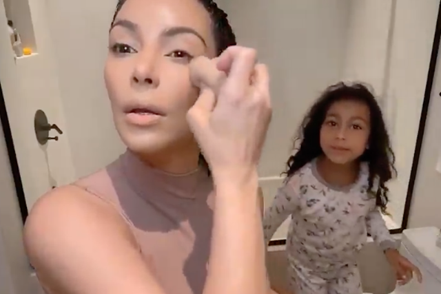 Kim Kardashian interrupted by North West during makeup tutorial