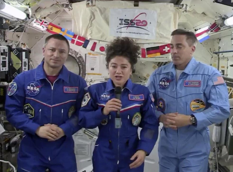 NASA astronauts Drew Morgan, Jessica Meir, and Chris Cassidy (left to right) are currently aboard the International Space Centre during the Covid-19 pandemic