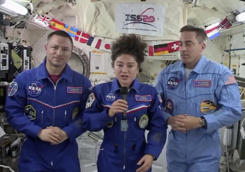 NASA astronauts Drew Morgan, Jessica Meir, and Chris Cassidy (left to right) are currently aboard the International Space Centre during the Covid-19 pandemic