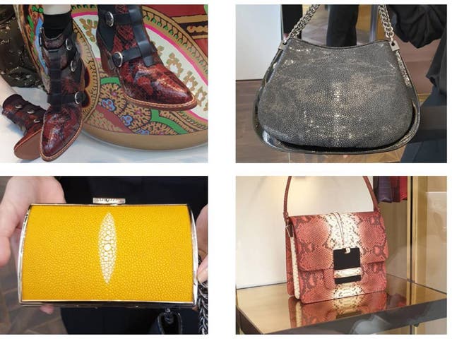 Boots and bags made from wildlife in Asia on sale in Milan stores