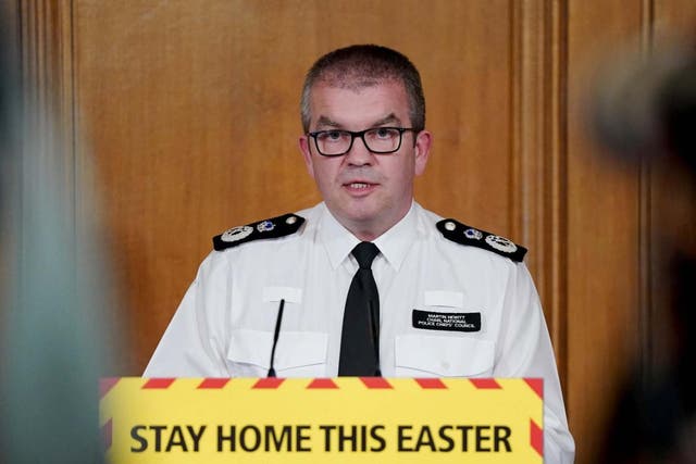 National Police Chiefs' Council (NPCC) chair Martin Hewitt at a press conference at Downing Street on 11 April
