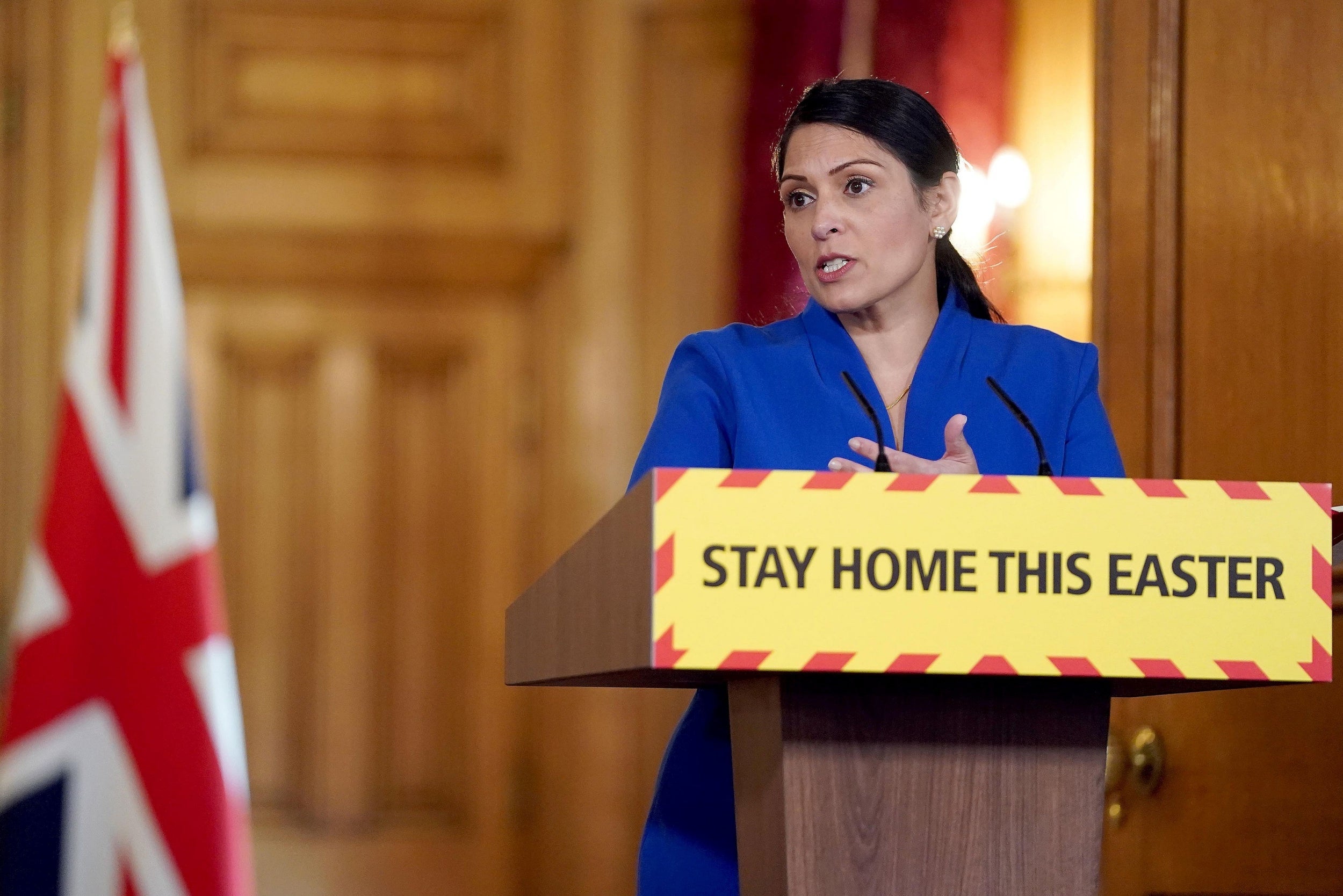 Priti Patel announced a 'review' at the daily briefing, when asked if it was right to 'scrap' the surcharge