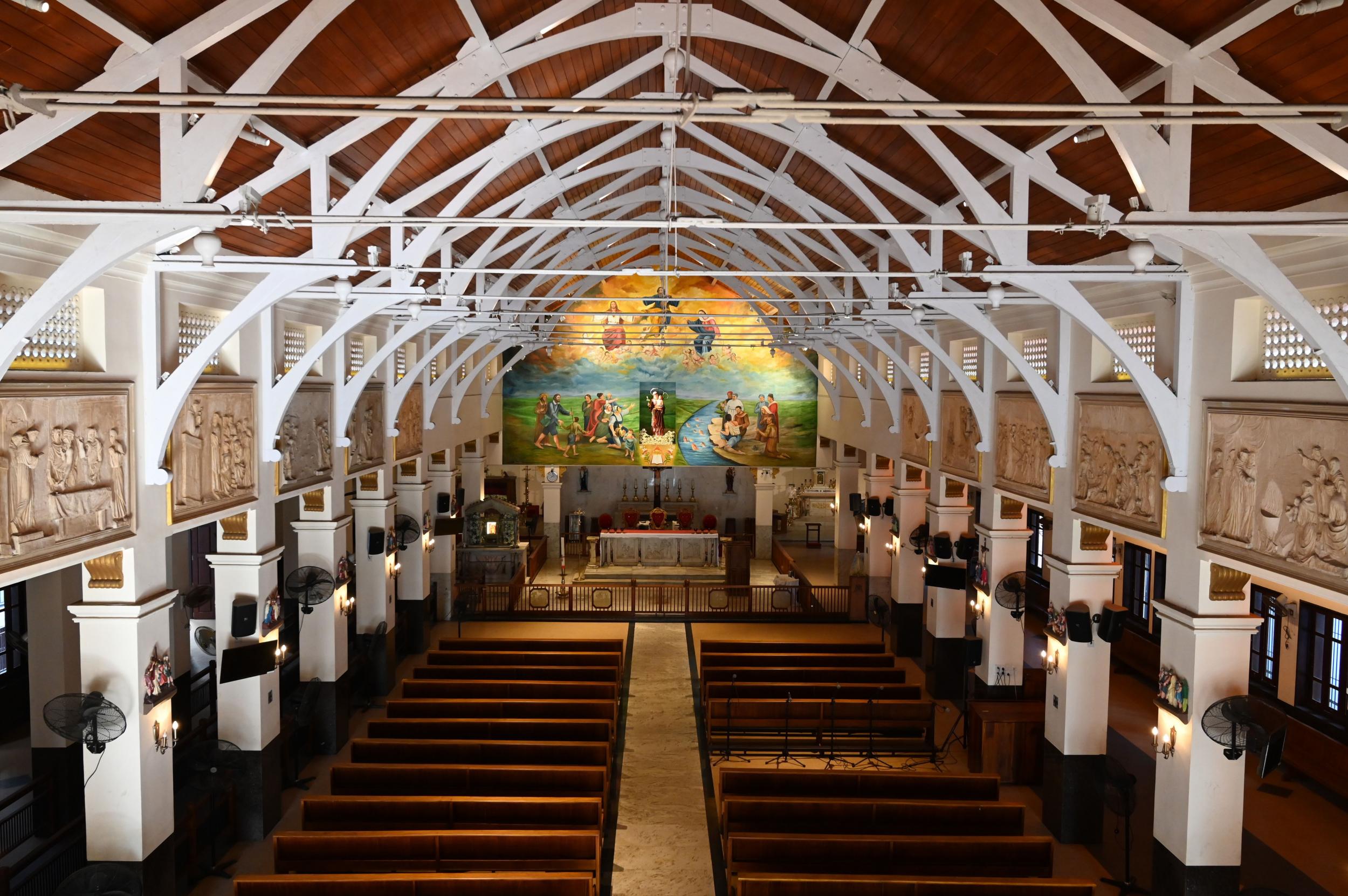 Inside the empty St Anthony’s church on the first anniversary of last year’s Easter Sunday bombings