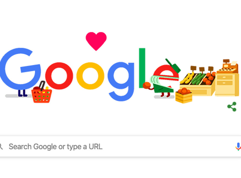 Google's Doodle on 13 April was dedicated to thanking staff working in grocery stores, part of a series of recognition of 'coronavirus helpers'