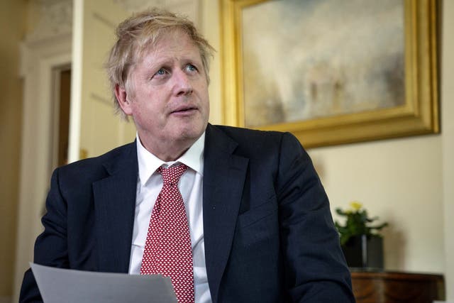 Prime minister Boris Johnson records a video message on Easter Sunday at Number 10 after being discharged from hospital following coronavirus symptoms, 12 April 2020.