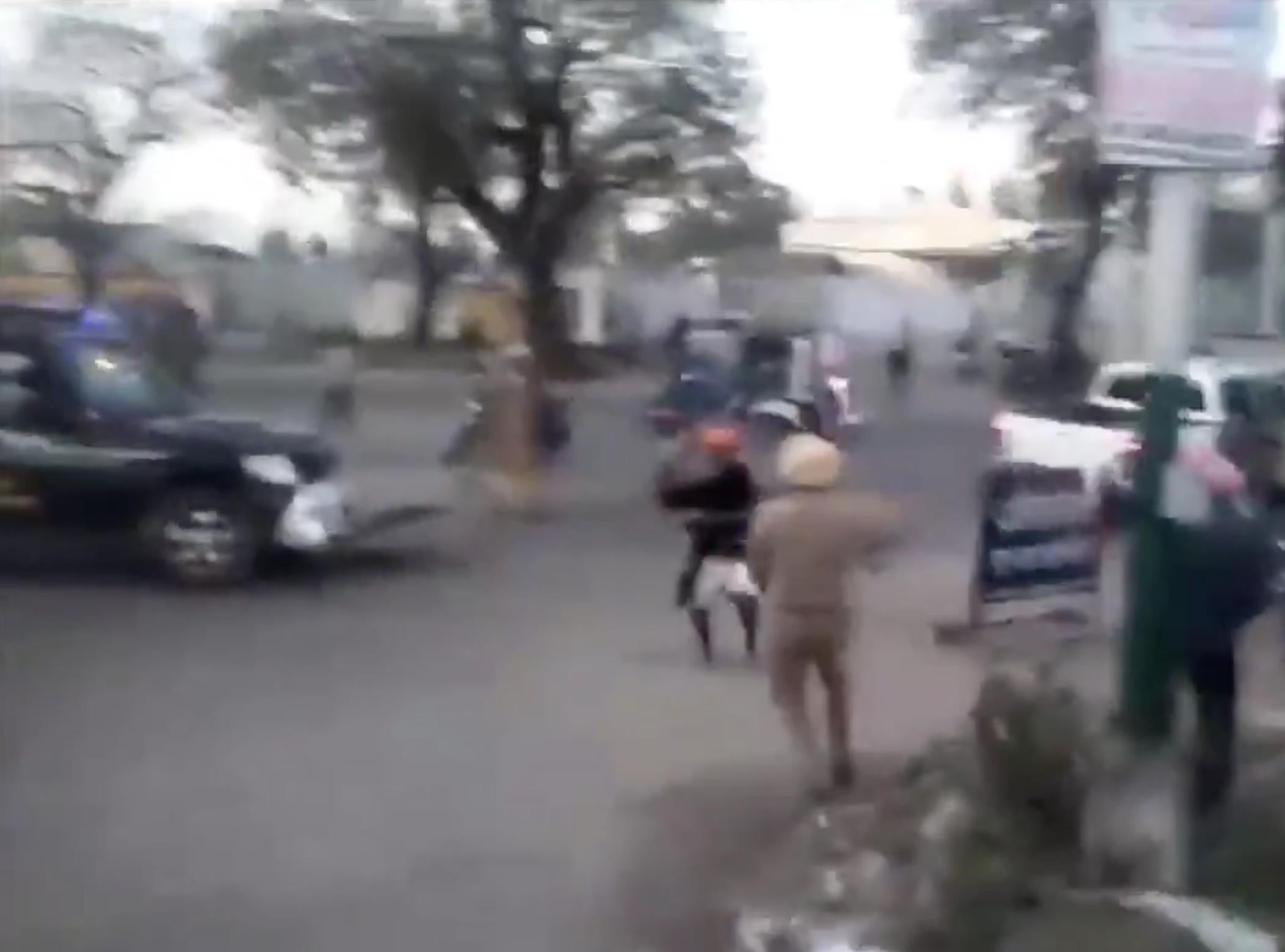 Video of the moment police in Punjab were attacked has been shared widely on Indian social media