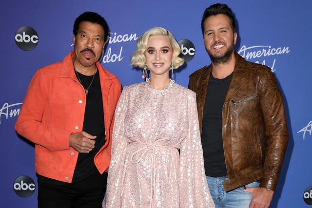 Lionel Richie, Katy Perry and Luke Bryan attend the premiere event for American Idol on 12 February 2020 in Hollywood, California.