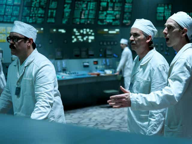 Workers at the Chernobyl power plant in HBO's Chernobyl.