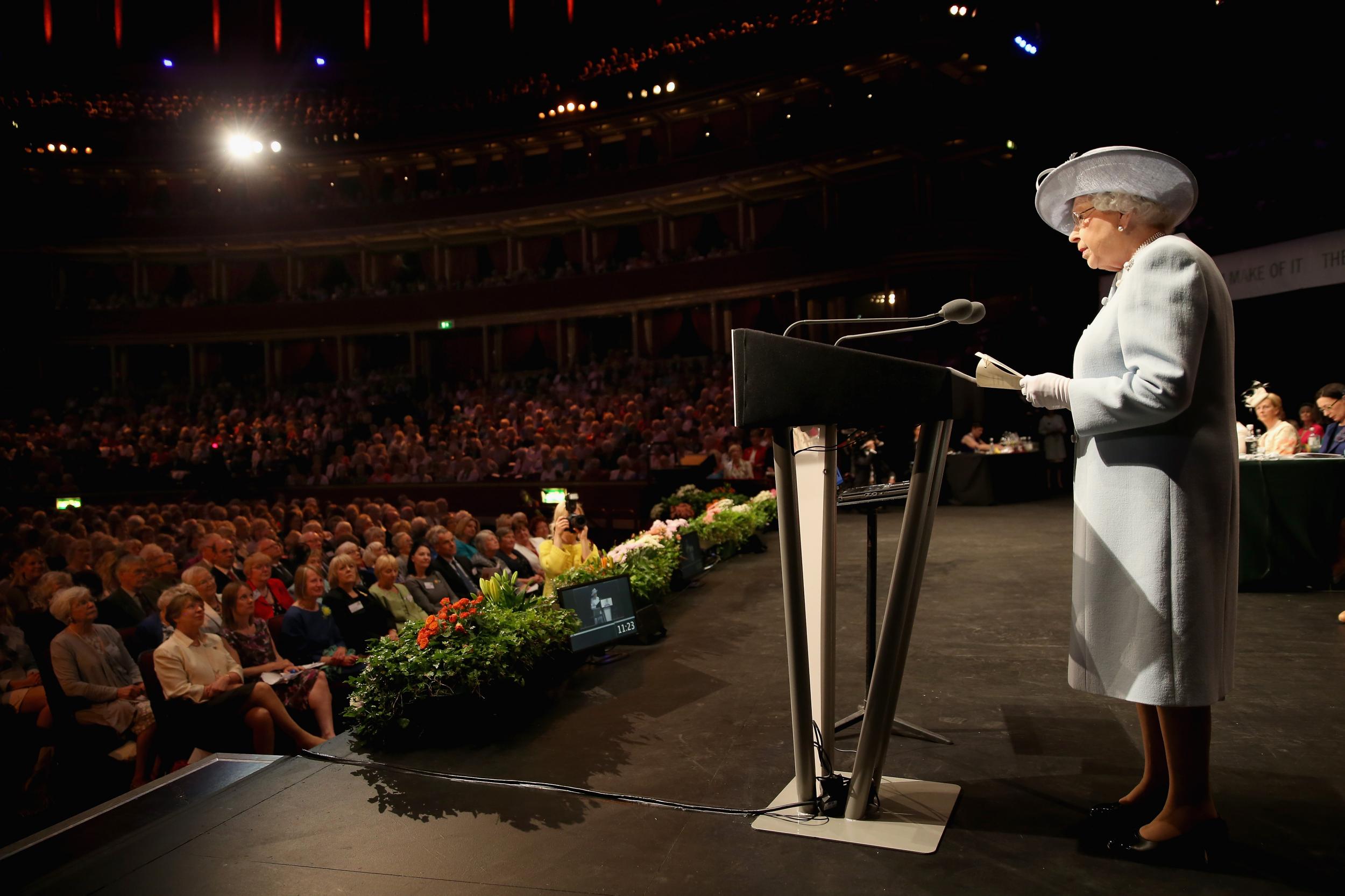 The Queen delivered a speech at the Royal Albert Hall on 4 June 2015 to mark 100 years of the Women's Institute