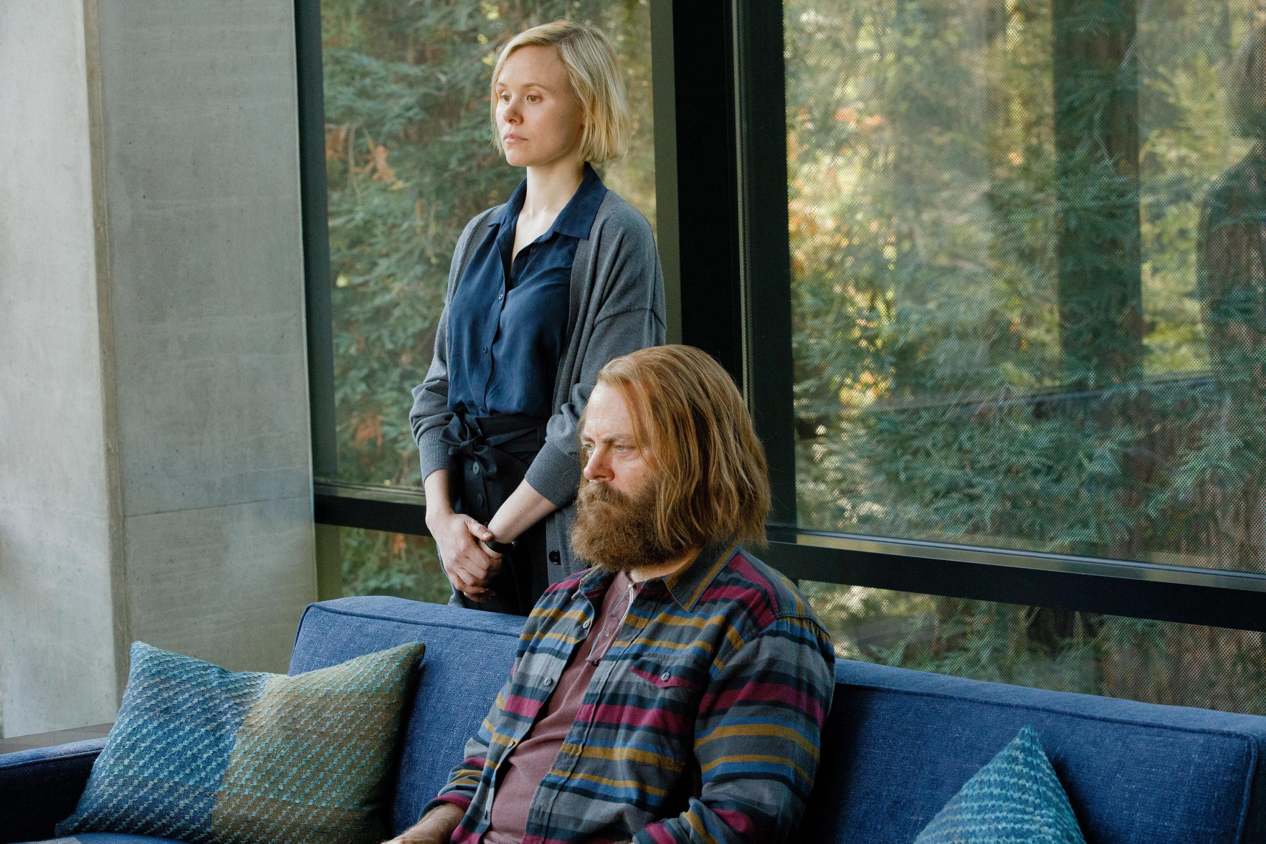 Alison Pill as Katie and Nick Offerman as Forest