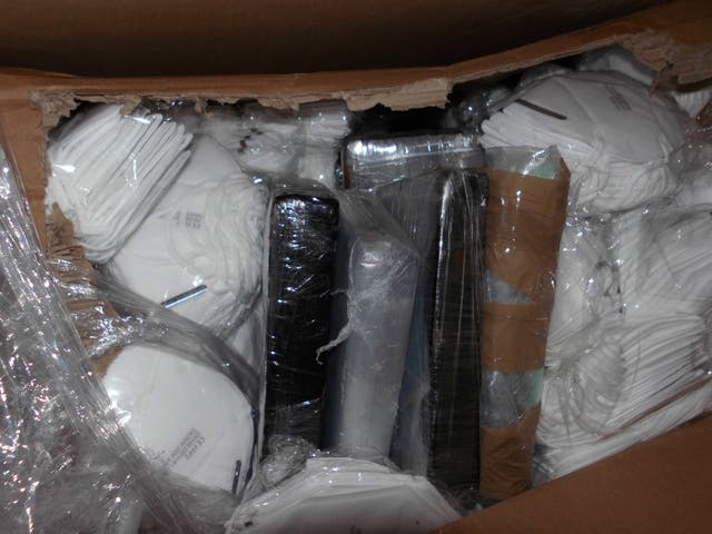 Packages of cocaine found in a shipment of face masks being driven towards the Channel Tunnel on 14 April 2020