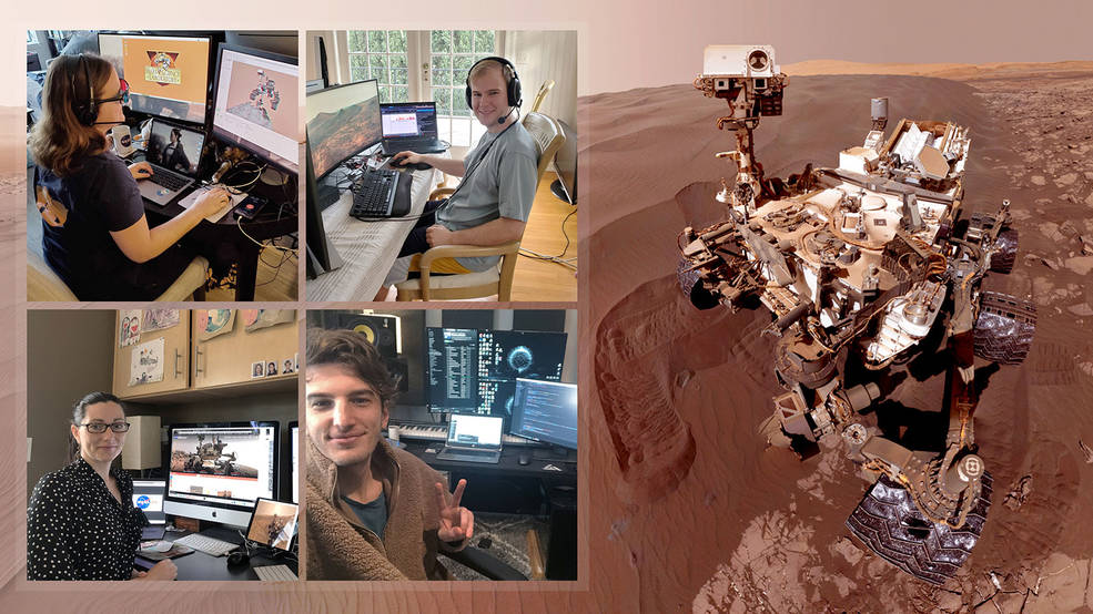 Nasa’s Curiosity Mars rover mission team photographed themselves on March 20, 2020, the first day the entire mission team worked remotely from home
