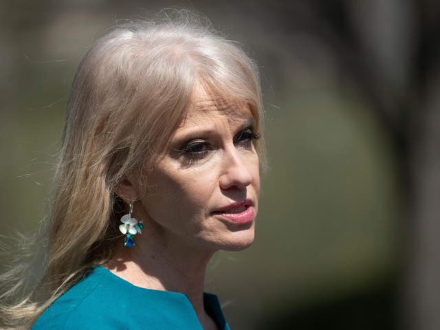Kellyanne Conway speaks to reporters outside the White House