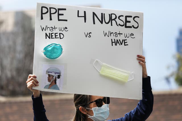 Nurses have been forced to protest for better supplies of PPE including N95 masks both across the US and around the world
