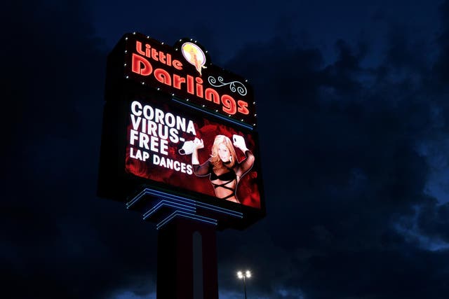 The Little Darlings strip club in Flint Michigan is one of three venues suing the Small Business Administration for access to funds from the coronavirus economic stimulus package. Pictured is the Las Vegas location in mid-March.
