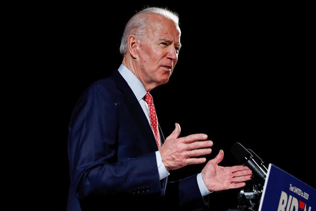 US presidential candidate Joe Biden speaks about the COVID-19 pandemic at an event in Wilmington Delaware, USA, on 12 March 2020