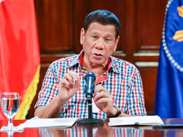 Philippine President Rodrigo Duterte speaks to the nation about the government's efforts to prevent the spread of the coronavirus