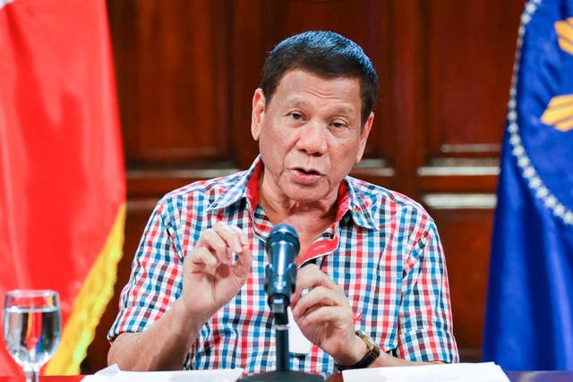 Philippine President Rodrigo Duterte speaks to the nation about the government's efforts to prevent the spread of the coronavirus