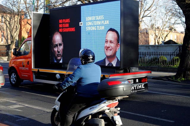 Lorry showing images of Fina Gael leader and current Irish Taoiseach