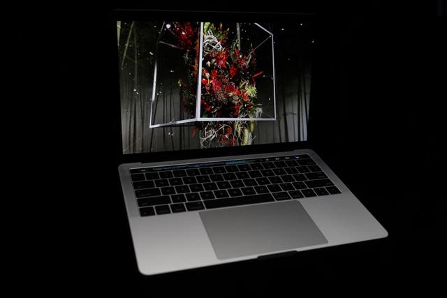 The new Apple MacBook Pro laptop computer is seen during a product launch event on October 27, 2016 in Cupertino, California