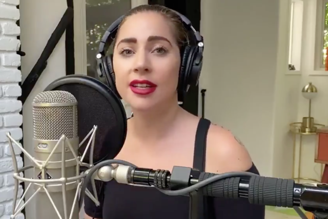 Lady Gaga performs from her home during the livestreamed concert 'One World: Together at Home'