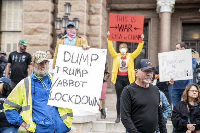 Related: Hundreds of protesters stage demonstration in Texas over easing lockdown restrictions