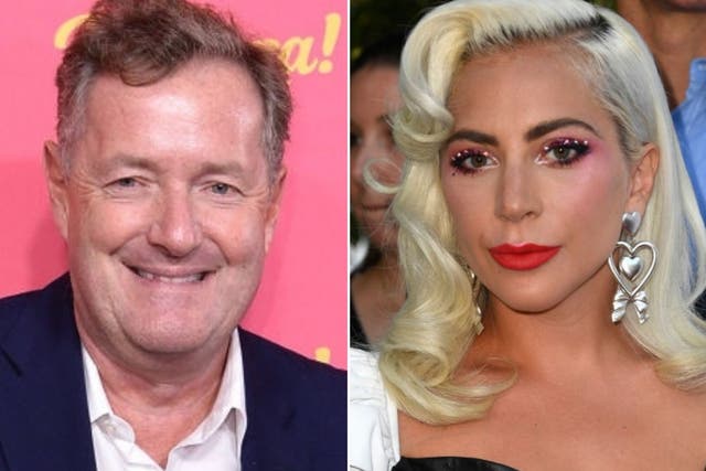 Piers Morgan and Lady Gaga at events in 2019