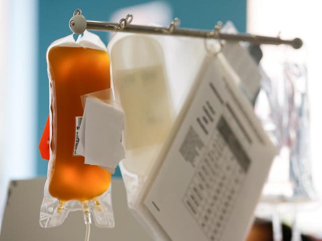 Convalescent plasma from a recovered Covid-19 patient is seen at a donor centre in Seattle, US, on 17 April, 2020.