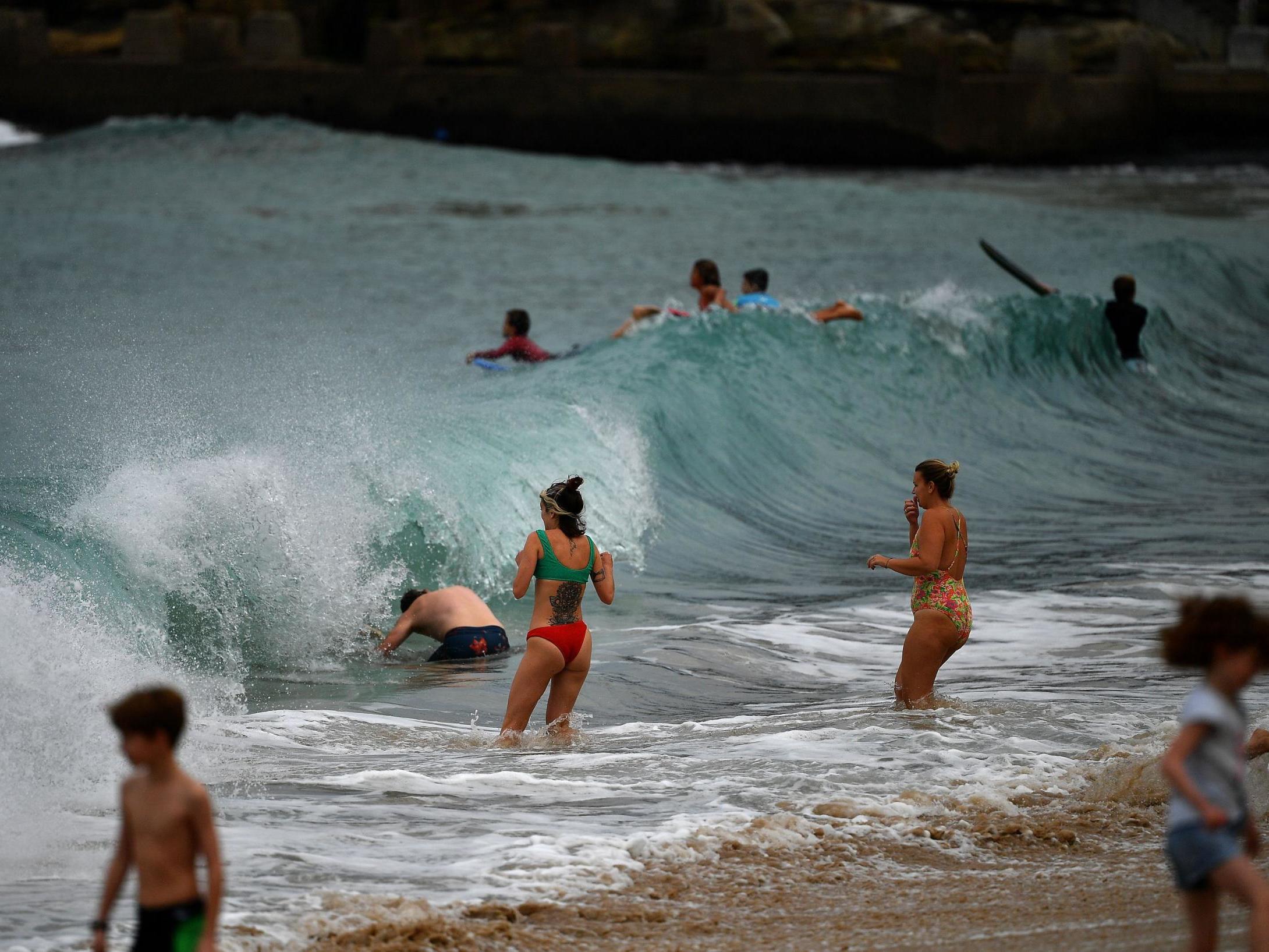 Residents swimming at Coogee Beach after lockdown measures were relaxed