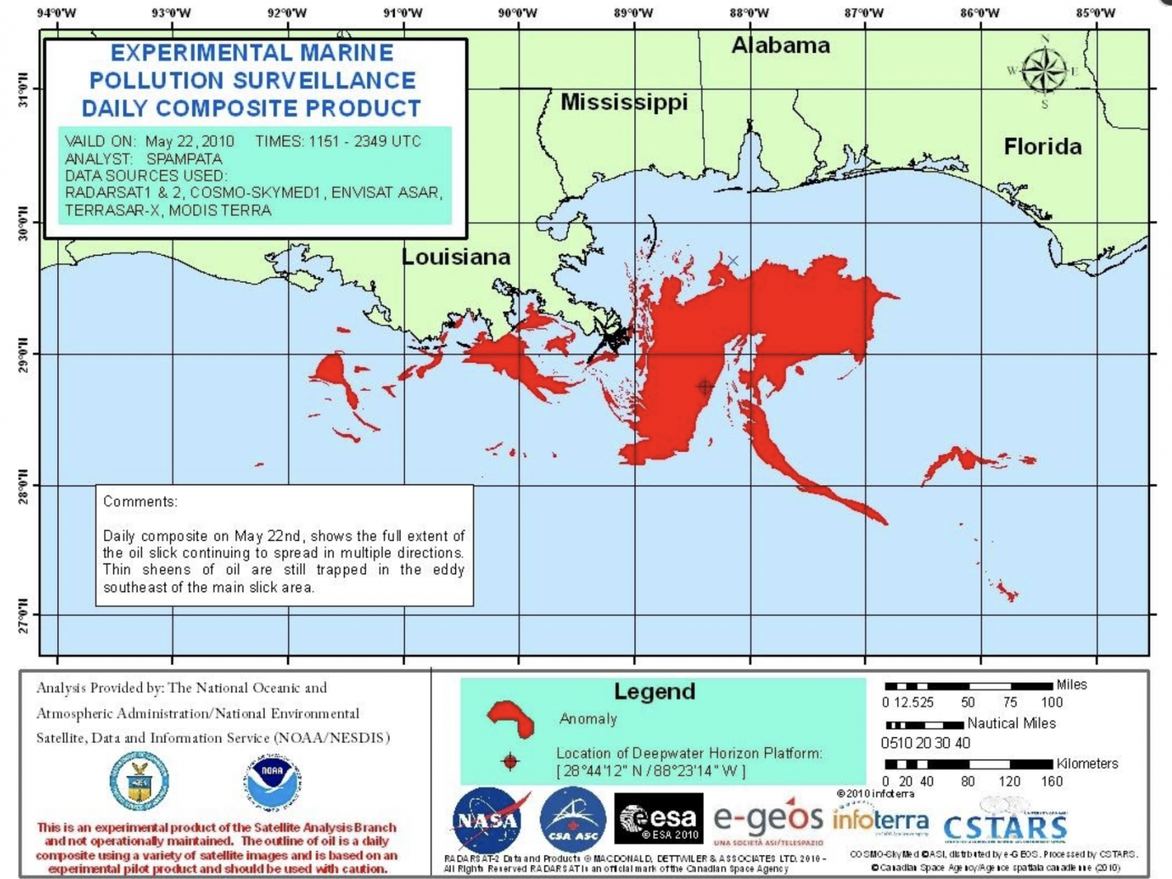 The footprint of the Deepwater Horizon oil spill from 2010