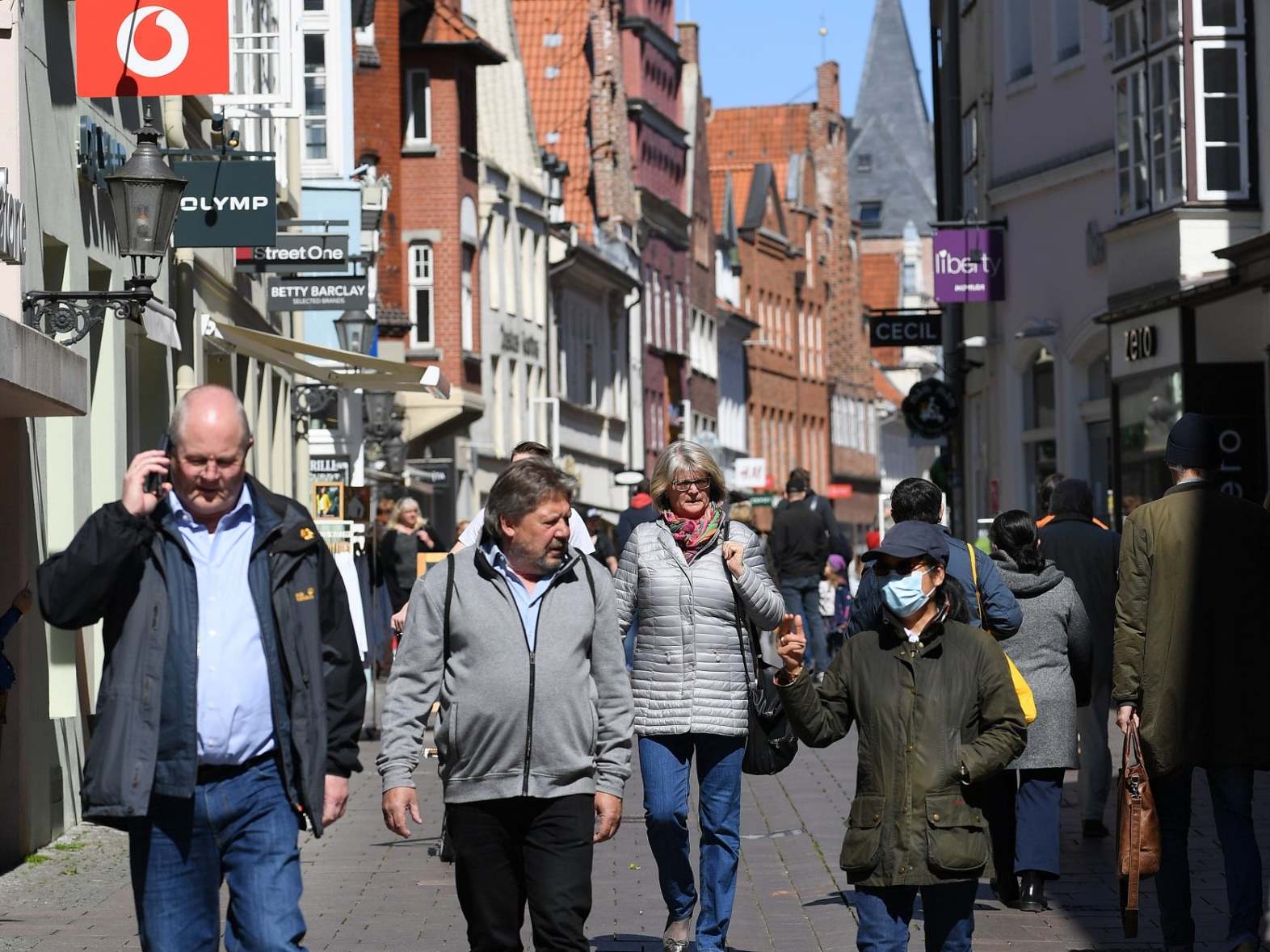 The main shopping street on the first day of the easing of some restrictions in Lueneburg (Getty)