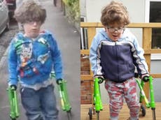 Six-year-old boy with spina bifida raises £70,000 for NHS charities by walking 10 metres a day