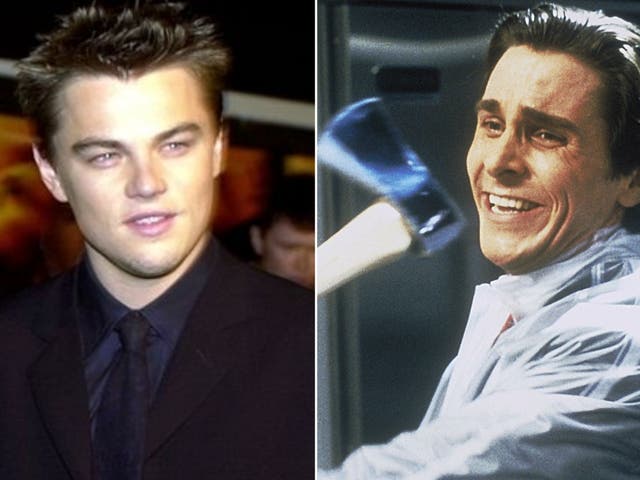 Leonardo DiCaprio at the premiere of 'The Beach' in 2000, and Christian Bale in 'American Psycho'