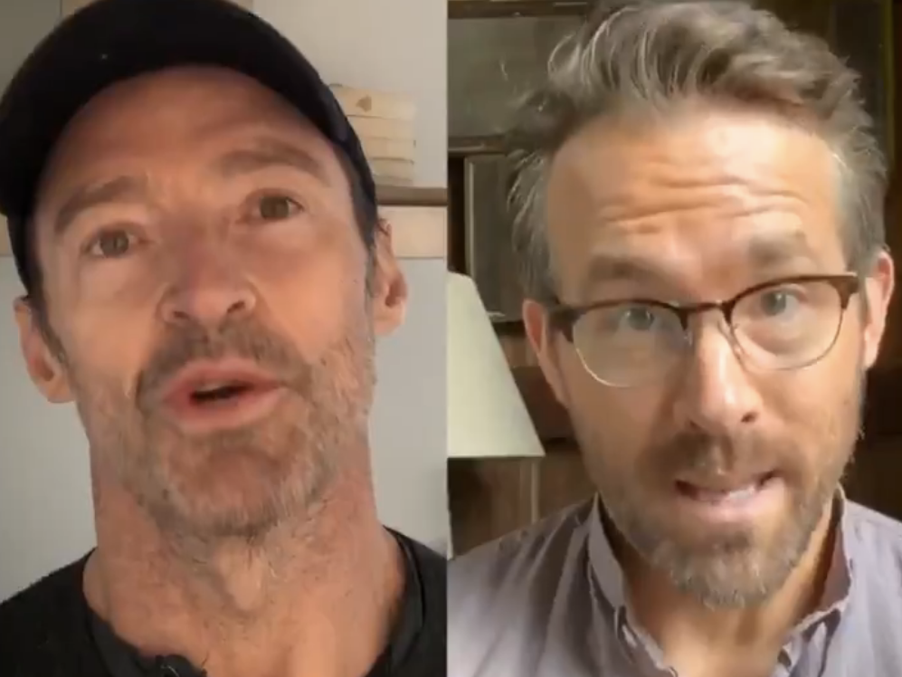 Hugh Jackman (left) and Ryan Reynolds appeared together in a video on the latter's Twitter account