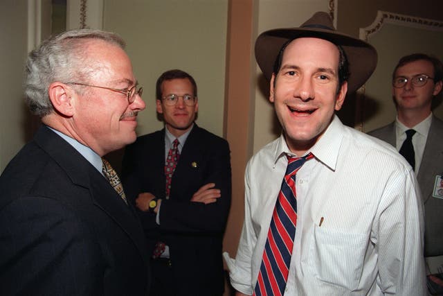 Drudge, here seen speaking to congress in 1998, is a powerful US political commentator
