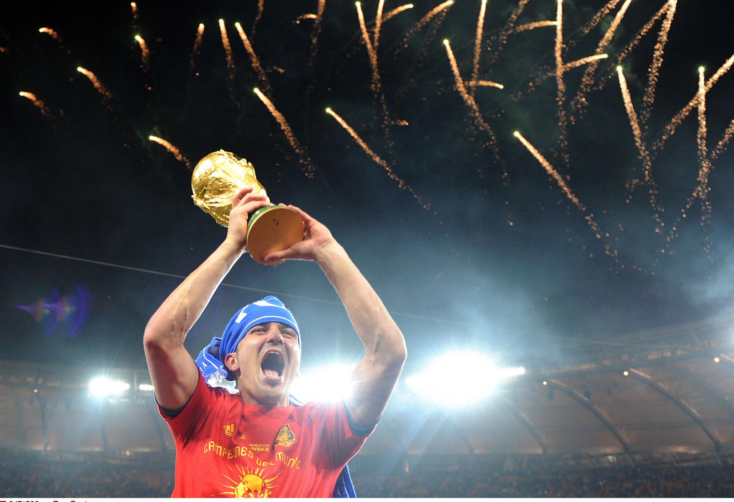 David Villa of Spain Lifts the Fifa World Cup, South Africa 2010