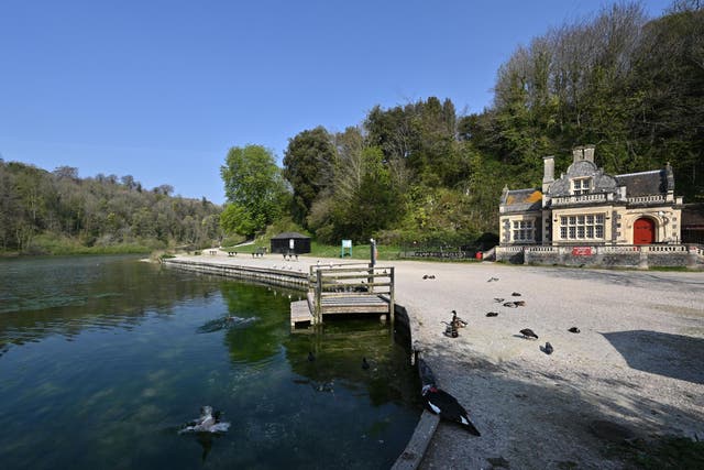 Ducks and waterfowl have the lakeside to themselves at Swanbourse Lake nature reserve in Arundel, southern England  as the nationwide lockdown tests the fragility of these sites during the pandemic