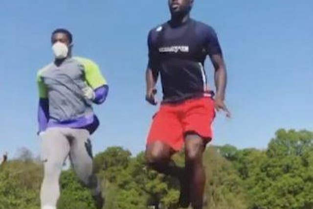 Serge Aurier posted videos of himself training with Spurs teammate Moussa Sissoko