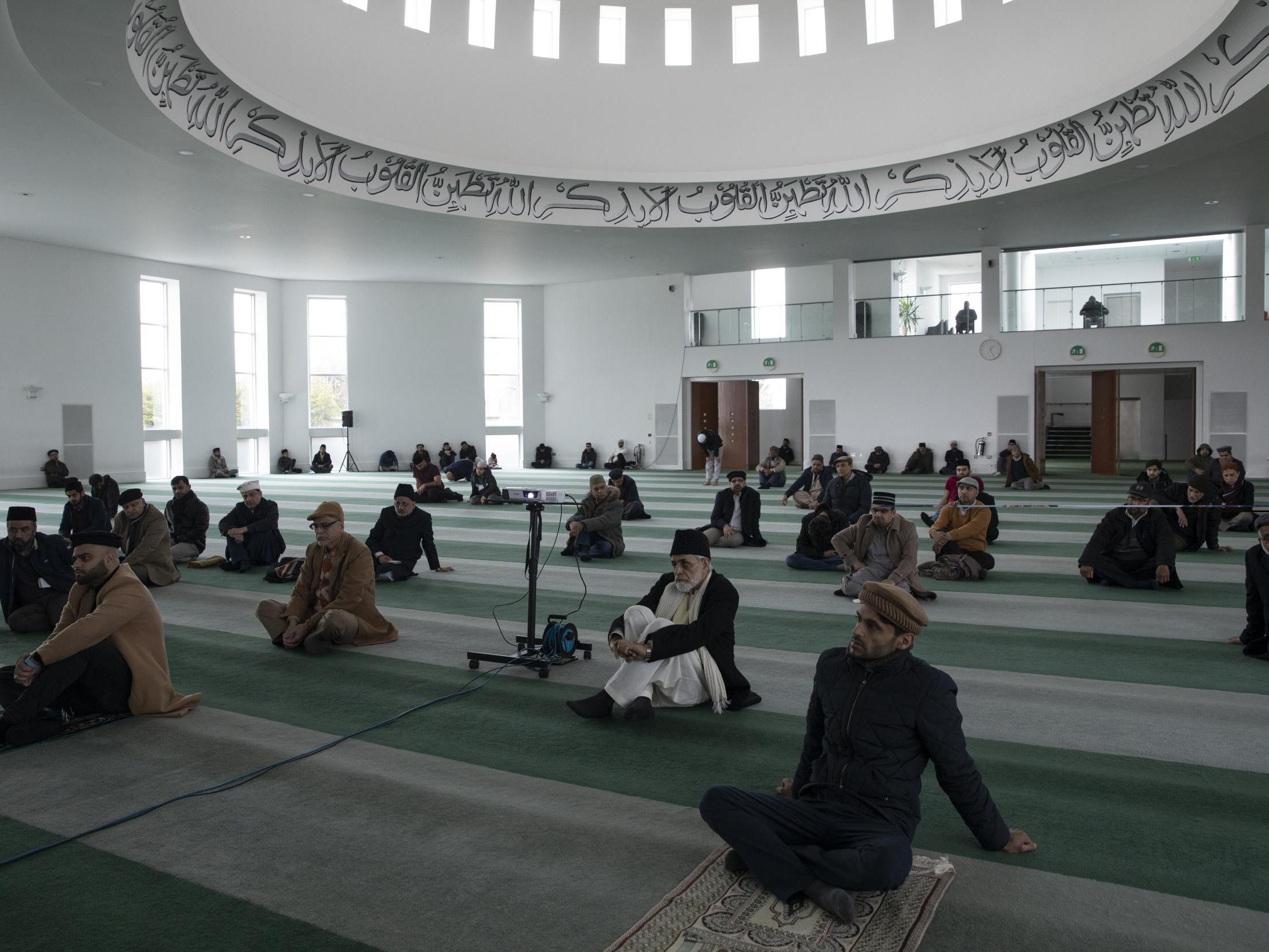 Worshippers at the Baitul Futuh Mosque in London at the end of March