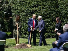 Trump mocked for planting trees on Earth Day amid climate denial