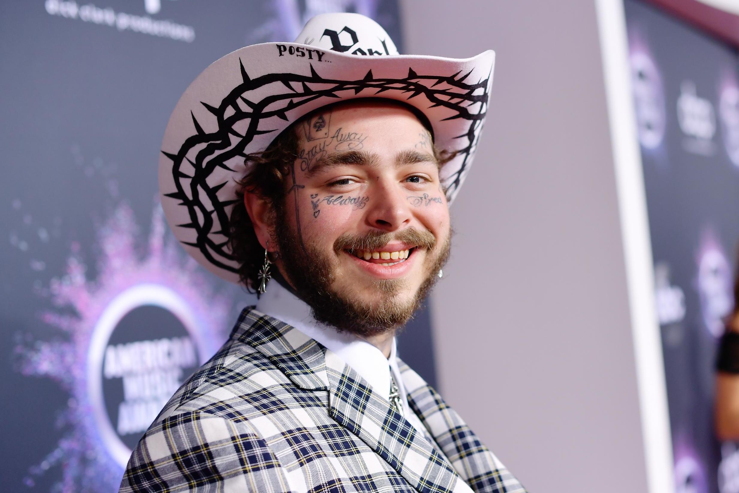 Post Malone at the American Music Awards on 24 November 2019 in Los Angeles.