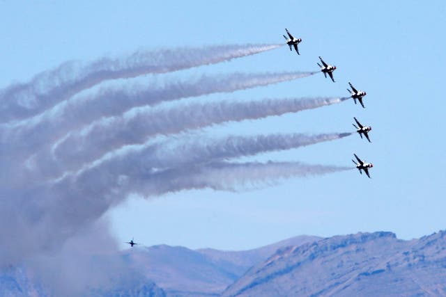 US Air Force Thunderbirds performed over Las Vegas on April 11 to thank health workers