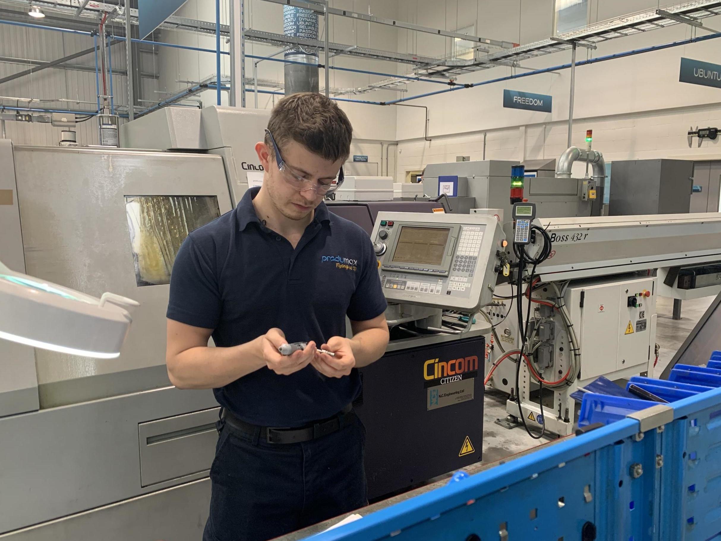 A worker at Produmax’s factory in Sheffield