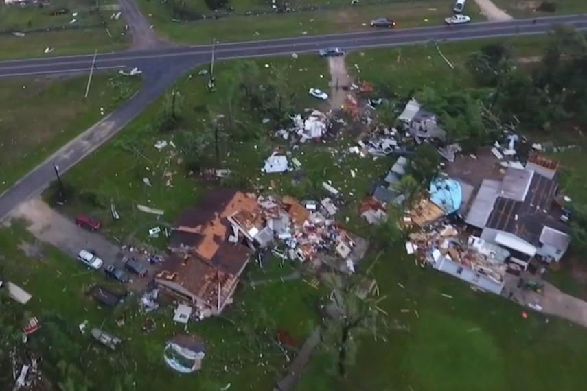 Drone footage shows extent of the destruction caused by a tornado in Texas