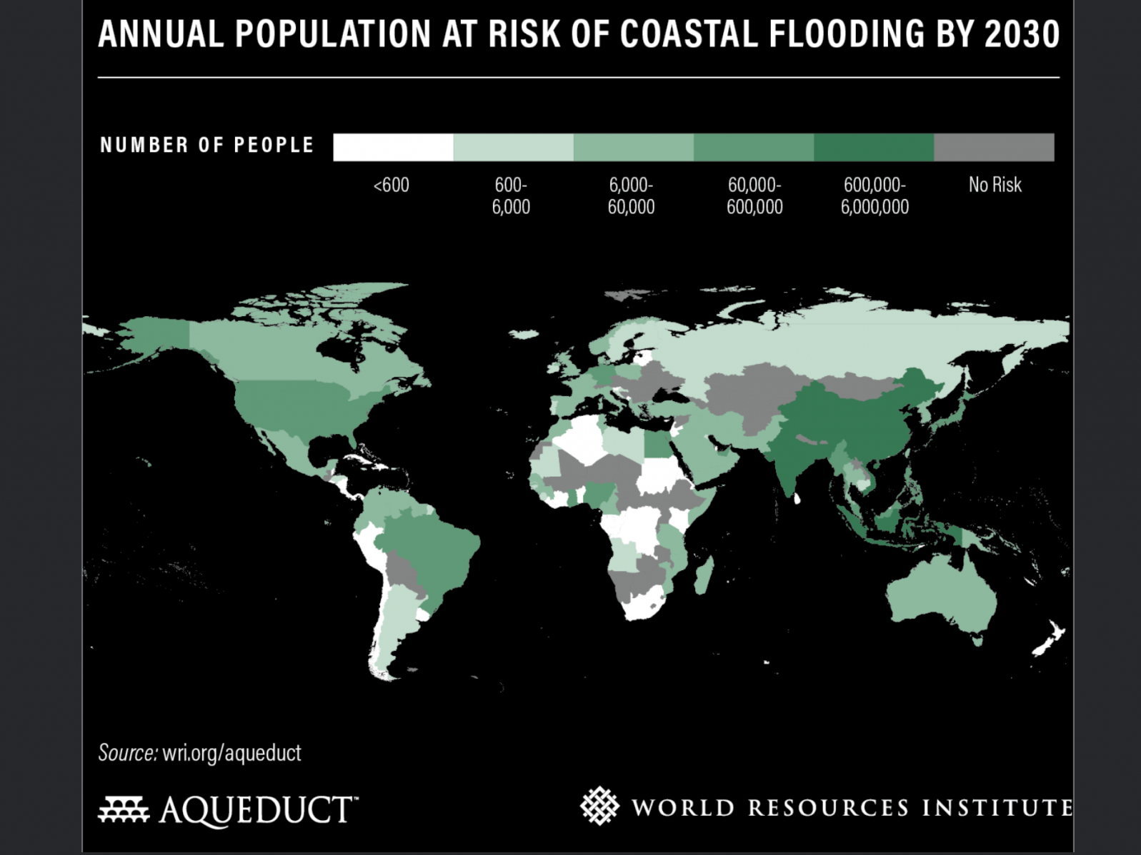 Annual population at risk of coastal flooding by 2030