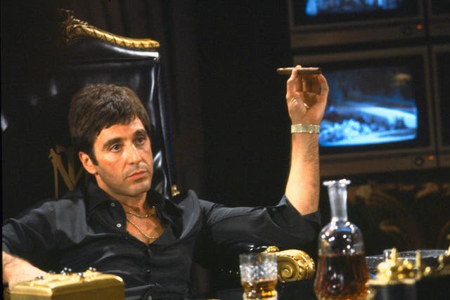 Pacino as cocaine addict Tony Montana in 1983’s ‘Scarface’, a decade after it looked like alcohol would kill off his career